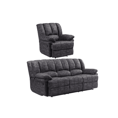 Torino Grey Fabric 3+1 Recliner Sofa Set