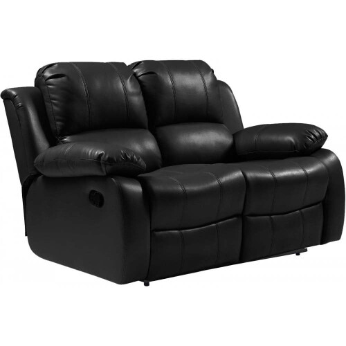 Valencia Black Leather 2 Seater Recliner Sofa