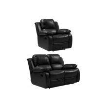 Valencia Black Leather Recliner 2+1 Seater Sofa Set