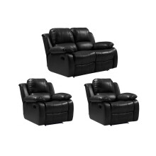 Valencia Black Leather Recliner 2+1+1 Seater Sofa Set