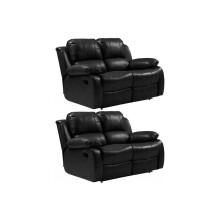 Valencia Black Leather Recliner 2+2 Seater Sofa Set