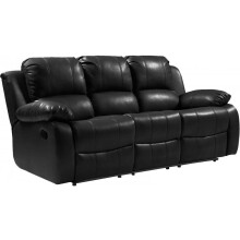 Valencia Black Leather 3 Seater Recliner Sofa