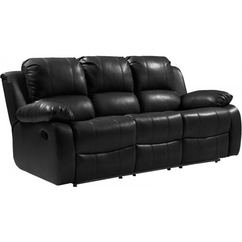 Valencia Black Leather 3 Seater Recliner Sofa