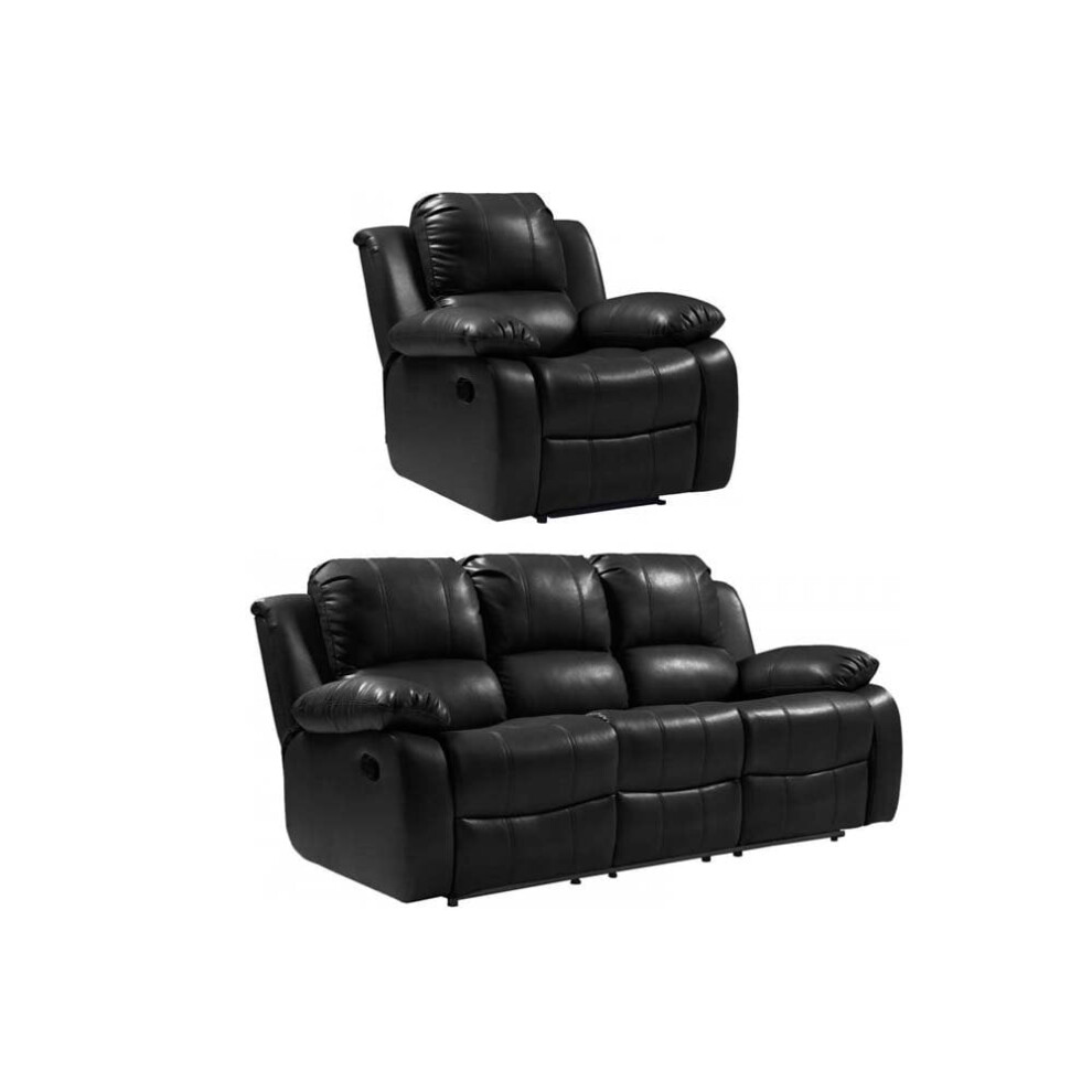 Valencia Black Leather Recliner 3+1 Seater Sofa Set