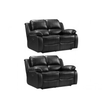 Valencia Black Leather Electric Recliner 2+2 Seater Sofa Set