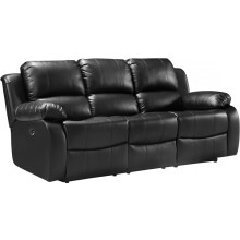 Valencia Black Leather Electric Recliner 3 Seater Sofa