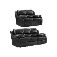 Valencia Black Leather Electric Recliner 3+2 Seater Sofa Set
