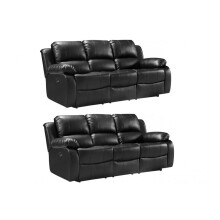 Valencia Black Leather Electric Recliner 3+3 Seater Sofa Set