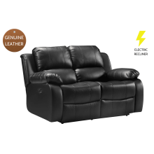 Valencia Genuine Black Leather 2 Seater Electric Power Recliner Sofa