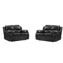 Valencia Genuine Black Leather 2+2 Seater Electric Power Recliner Sofa Set