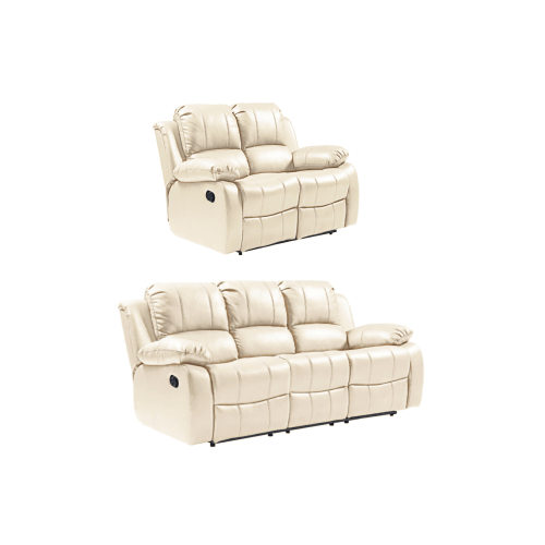 Valencia Cream Leather Recliner 3+2 Seater Sofa Set