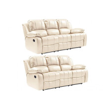 Valencia Cream Leather Recliner 3+3 Seater Sofa Set