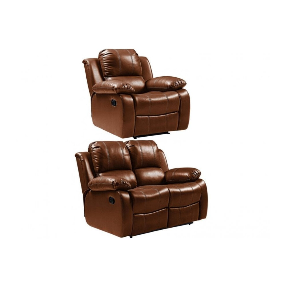 Valencia Tan Leather Recliner 2+1 Seater Sofa Set