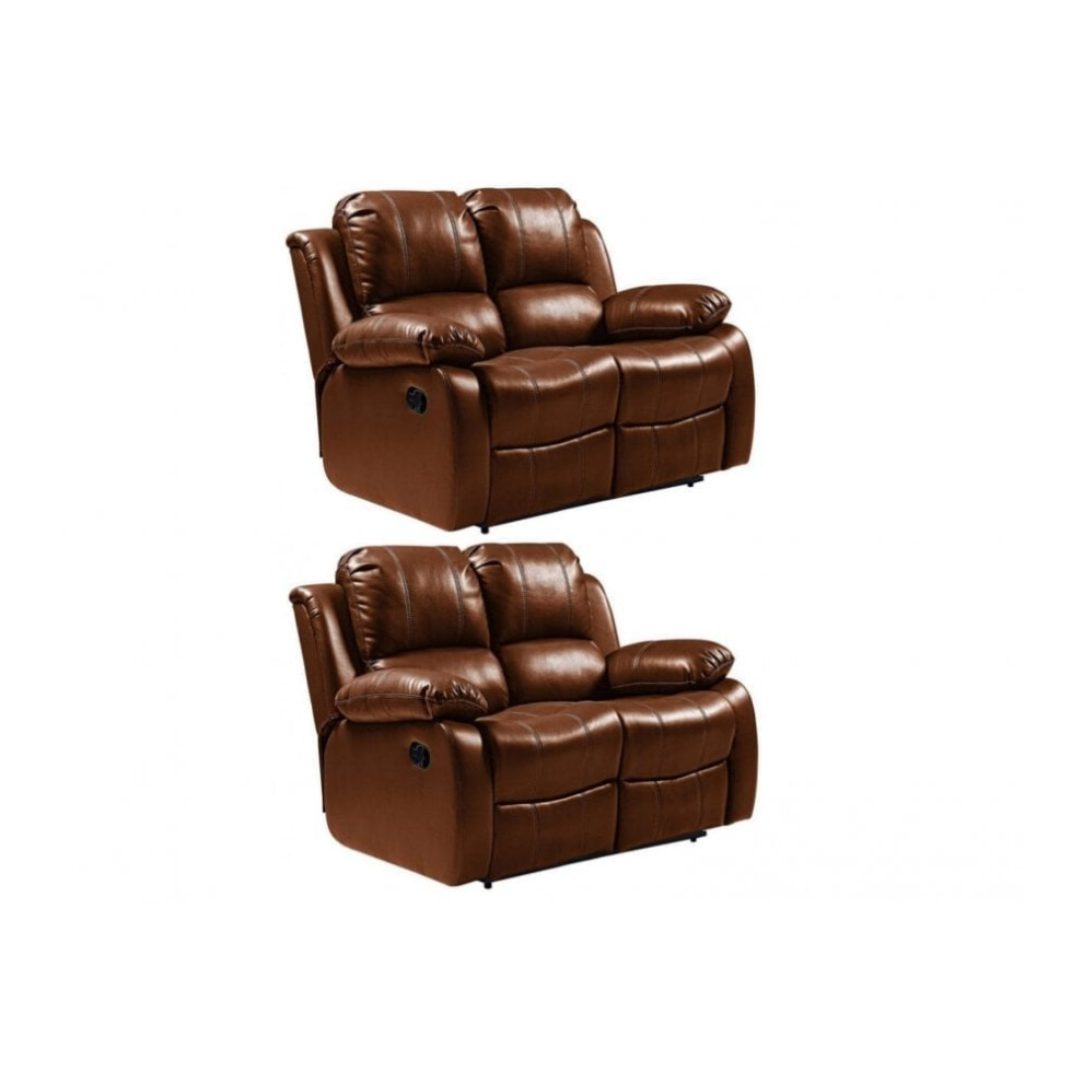 Valencia Tan Leather Recliner 2+2 Seater Sofa Set