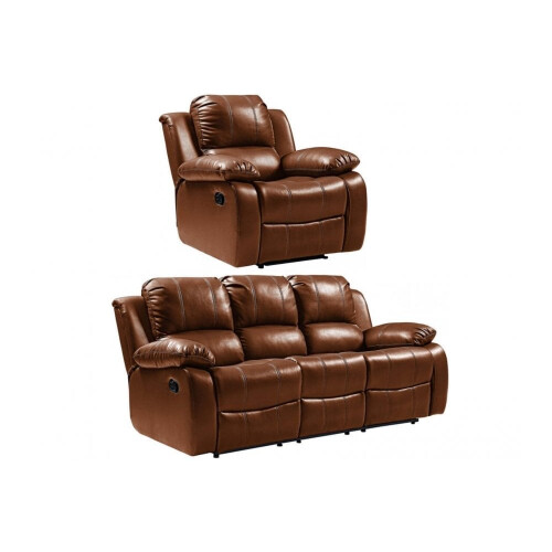 Valencia Tan Leather Recliner 3+1 Seater Sofa Set