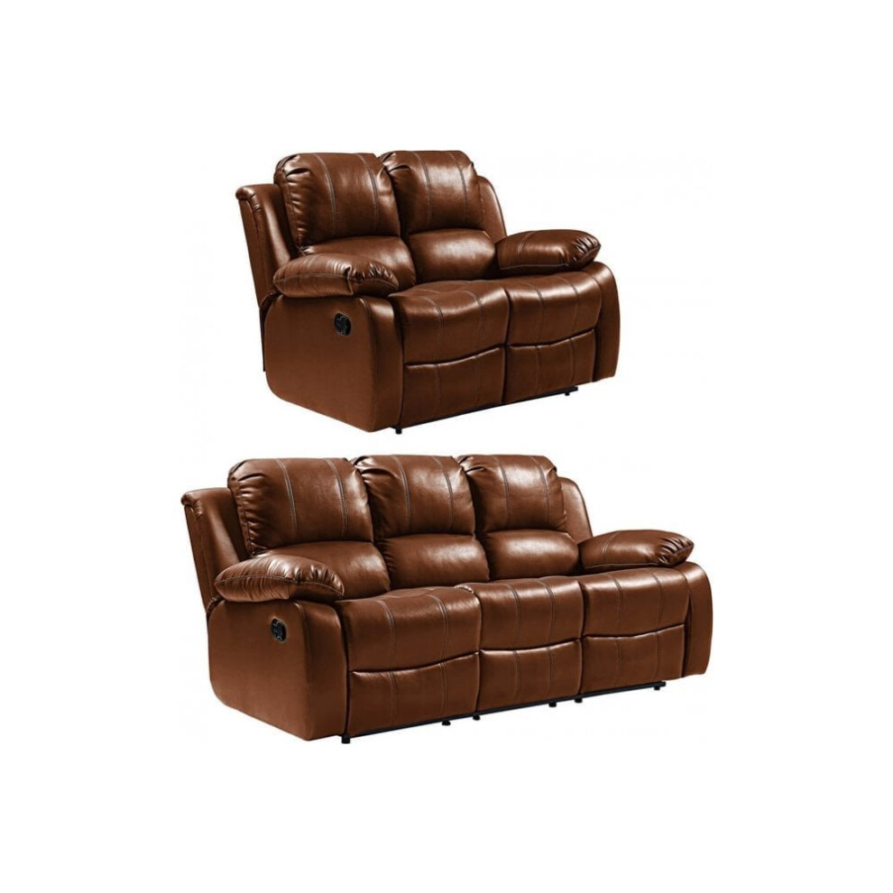 Valencia Tan Leather Recliner 3+2 Seater Sofa Set