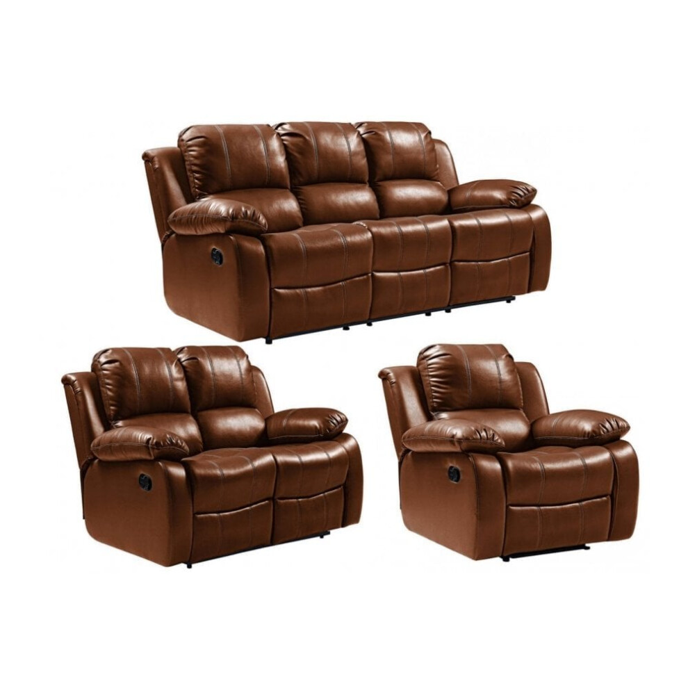 Valencia Tan Leather Recliner 3+2+1 Seater Sofa Set