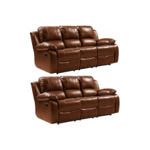 Valencia Tan Leather Recliner 3+3 Seater Sofa Set