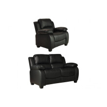 Valerie Black Leather 2+1 Seater Sofa Set