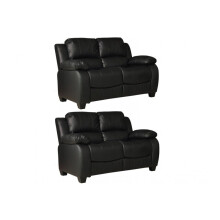 Valerie Black Leather 2+2 Seater Sofa Set