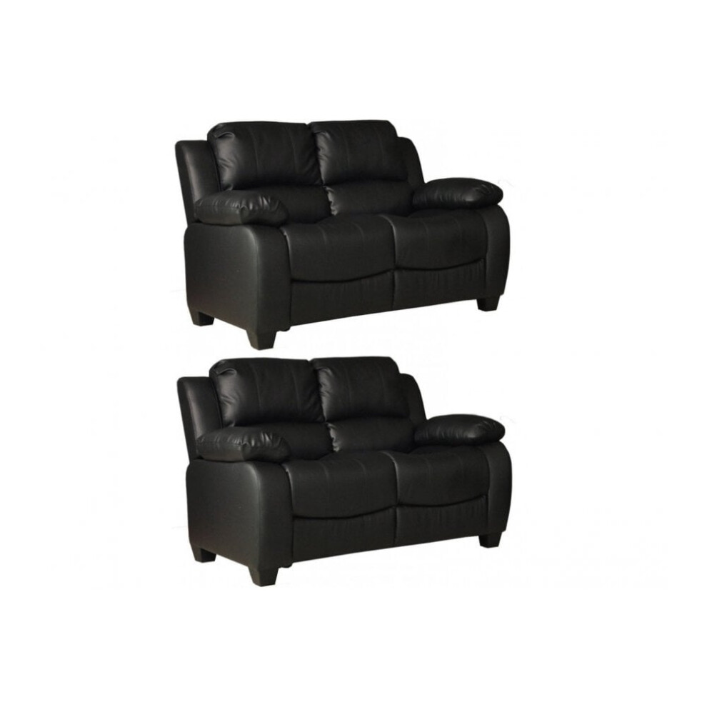 Valerie Black Leather 2+2 Seater Sofa Set