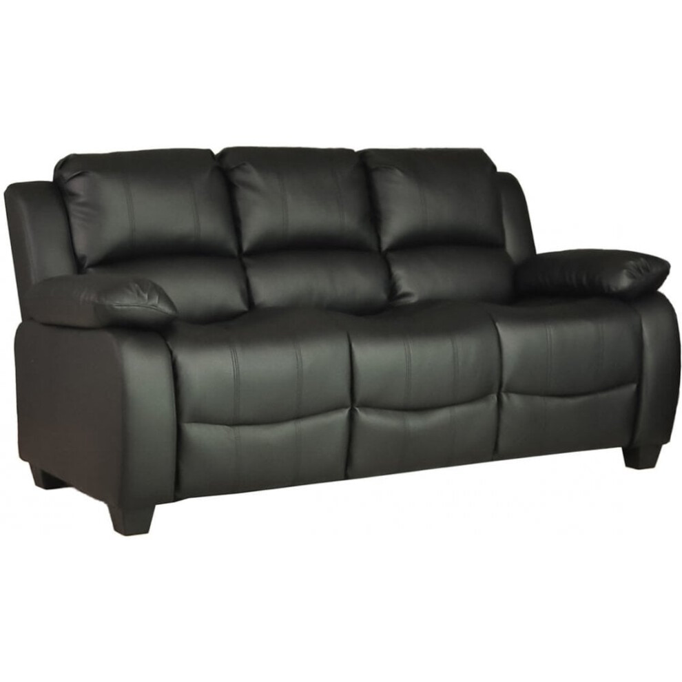 Valerie Black Leather 3 Seater Sofa