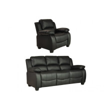 Valerie Black Leather 3+1 Seater Sofa Set