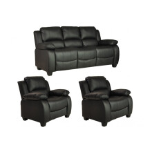 Valerie Black Leather 3+1+1 Seater Sofa Set