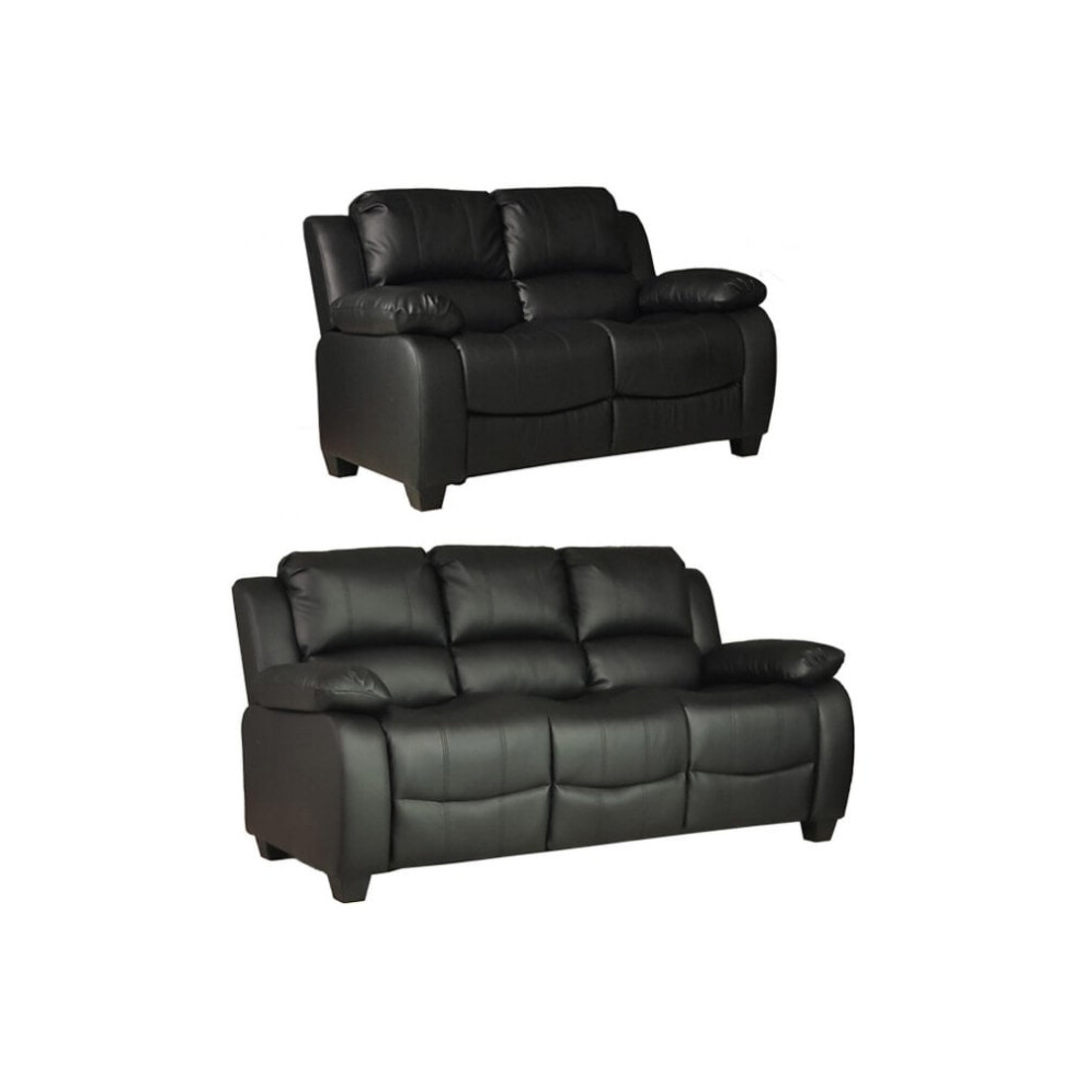 Valerie Black Leather 3+2 Seater Sofa Set