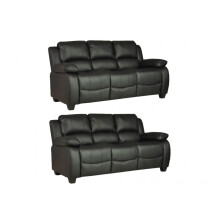 Valerie Black Leather 3+3 Seater Sofa Set