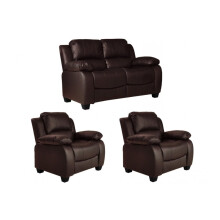 Valerie Brown Leather 2+1+1 Seater Sofa Set
