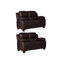 Valerie Brown Leather 2+2 Seater Sofa Set