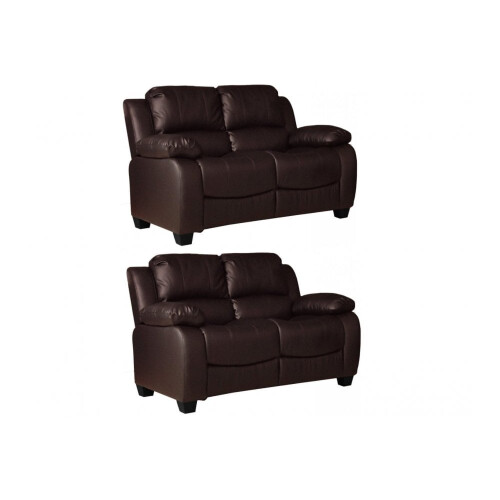 Valerie Brown Leather 2+2 Seater Sofa Set