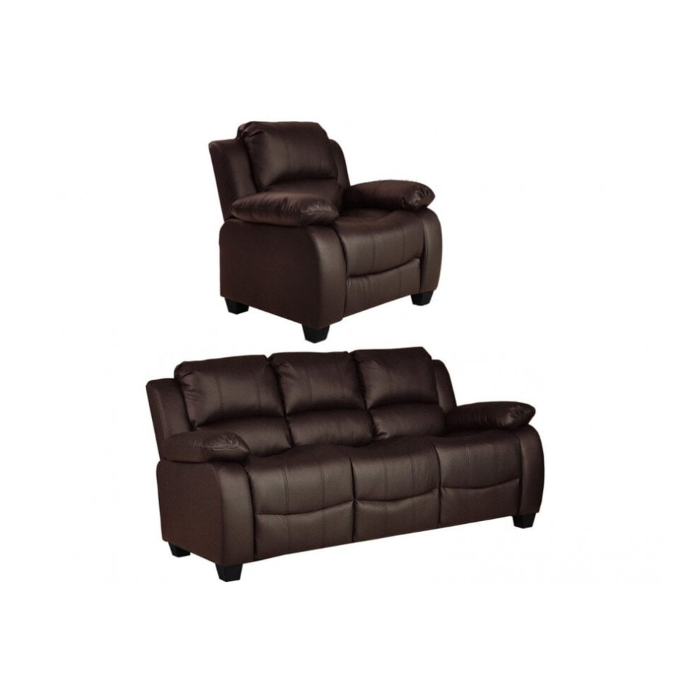 Valerie Brown Leather 3+1 Seater Sofa Set