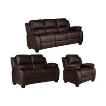 Valerie Brown Leather 3+2+1 Seater Sofa Bundle - Medium-Firm, Durable Frame, Easy Assembly