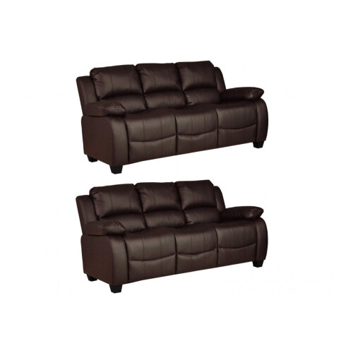 Valerie Brown Leather 3+3 Seater Sofa Set