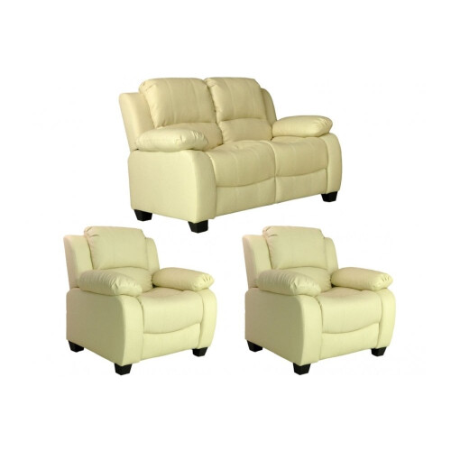 Valerie Cream Leather 2+1+1 Seater Sofa Set