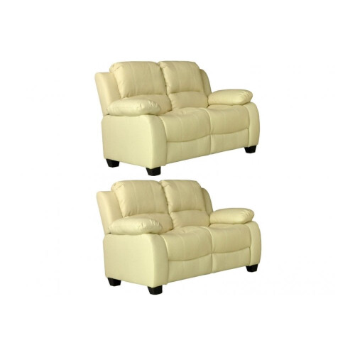 Valerie Cream Leather 2+2 Seater Sofa Set