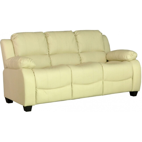 Valerie Cream Leather 3 Seater Sofa