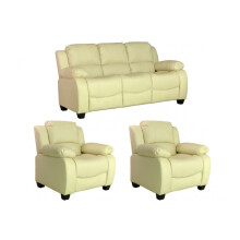 Valerie Cream Leather 3+1+1 Seater Sofa Set