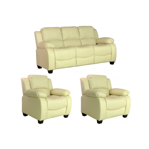 Valerie Cream Leather 3+1+1 Seater Sofa Set