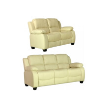 Valerie Cream Leather 3+2 Seater Sofa Set