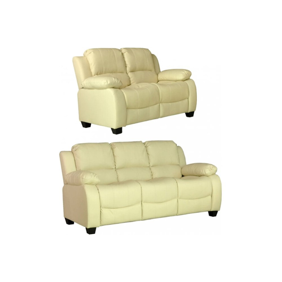 Valerie Cream Leather 3+2 Seater Sofa Set