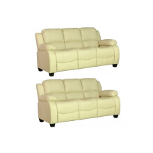 Valerie Cream Leather 3+3 Seater Sofa Set