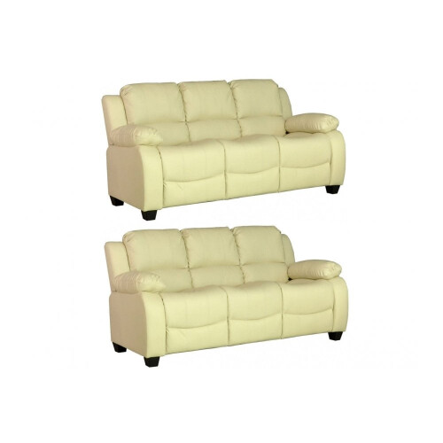 Valerie Cream Leather 3+3 Seater Sofa Set