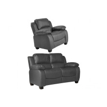Valerie Grey Leather 2+1 Seater Sofa Set