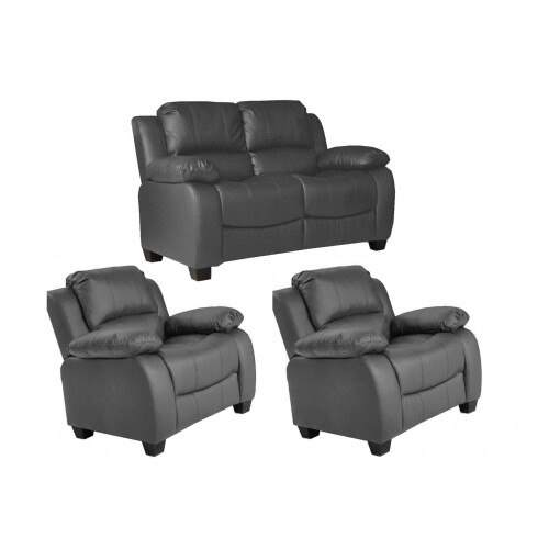 Valerie Grey Leather 2+1+1 Seater Sofa Set