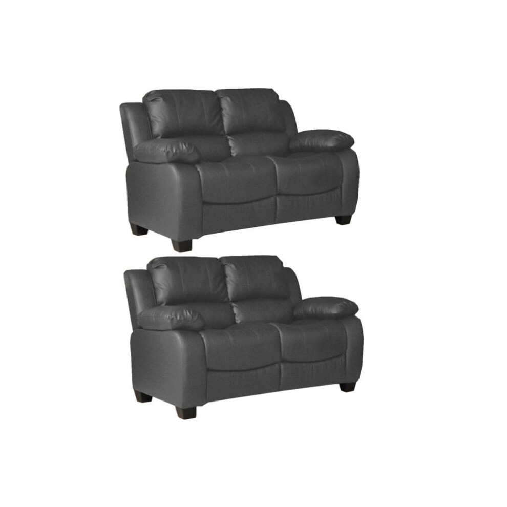 Valerie Grey Leather 2+2 Seater Sofa Set