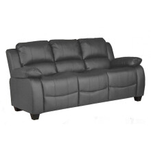 Valerie Grey Leather 3 Seater Sofa - Contemporary Design, Medium-Firm Comfort, Foam & Fibre Cushions, Hardwood Reinforced Frame, Easy Assembly