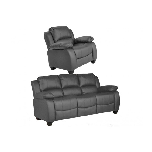 Valerie Grey Leather 3+1 Seater Sofa Set